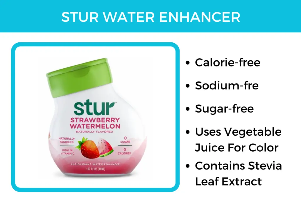 Stur water enhancers are free from red 40, and do not contain any artificial food dyes. They are flavored with fruit and vegetable juices.
