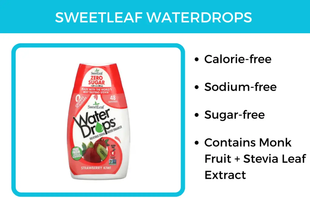 Sweerleaf water drops don't contain red 40 and are free from artificial colorings.