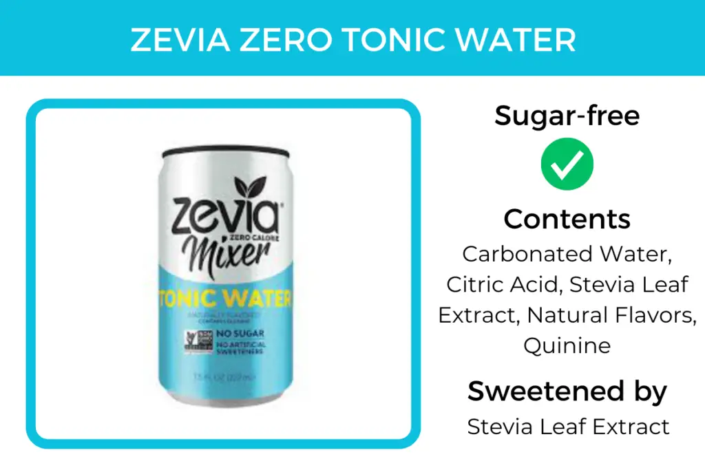 Zevia Zero Tonic Water is a sugar-free tonic water. It's naturally sweeetened with organic stevia leaf extract.